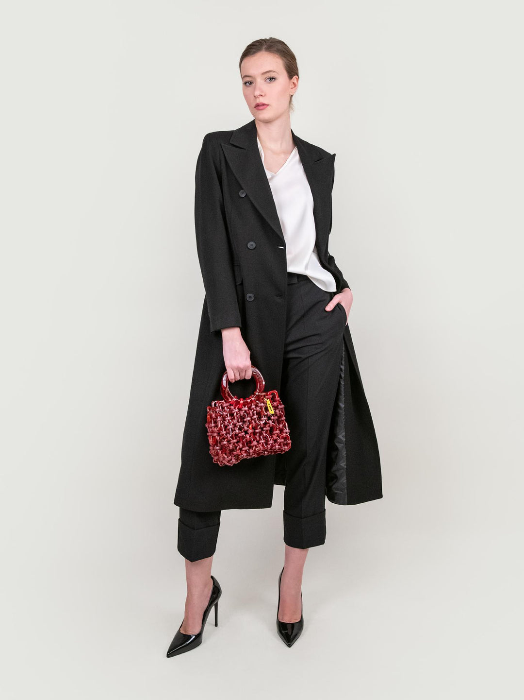 BORSA CON MANICI IN RESINA ROSSA "DOLL" DOLL BORDEAUX BIMOR 