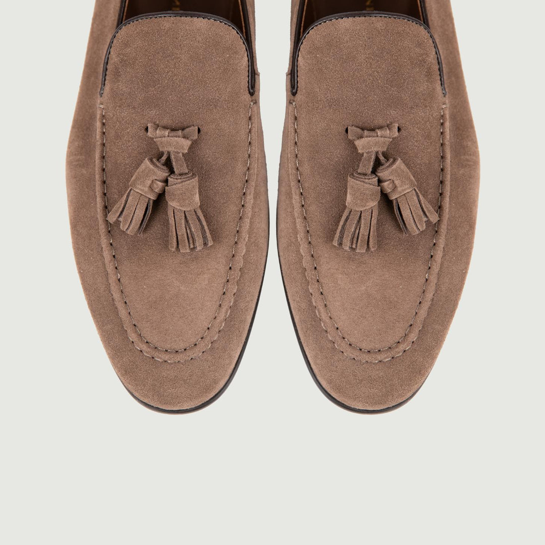 MOCASSINO SCAMOSCIATo CON NAPPINA BEIGE
