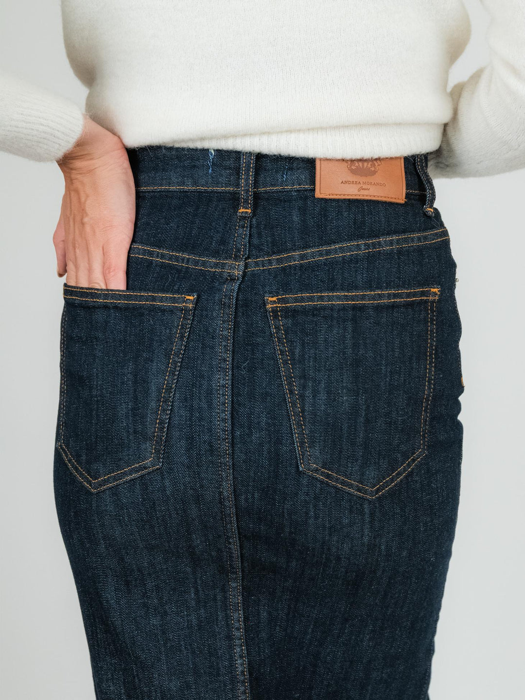 GONNA LUNGA IN DENIM SCURO