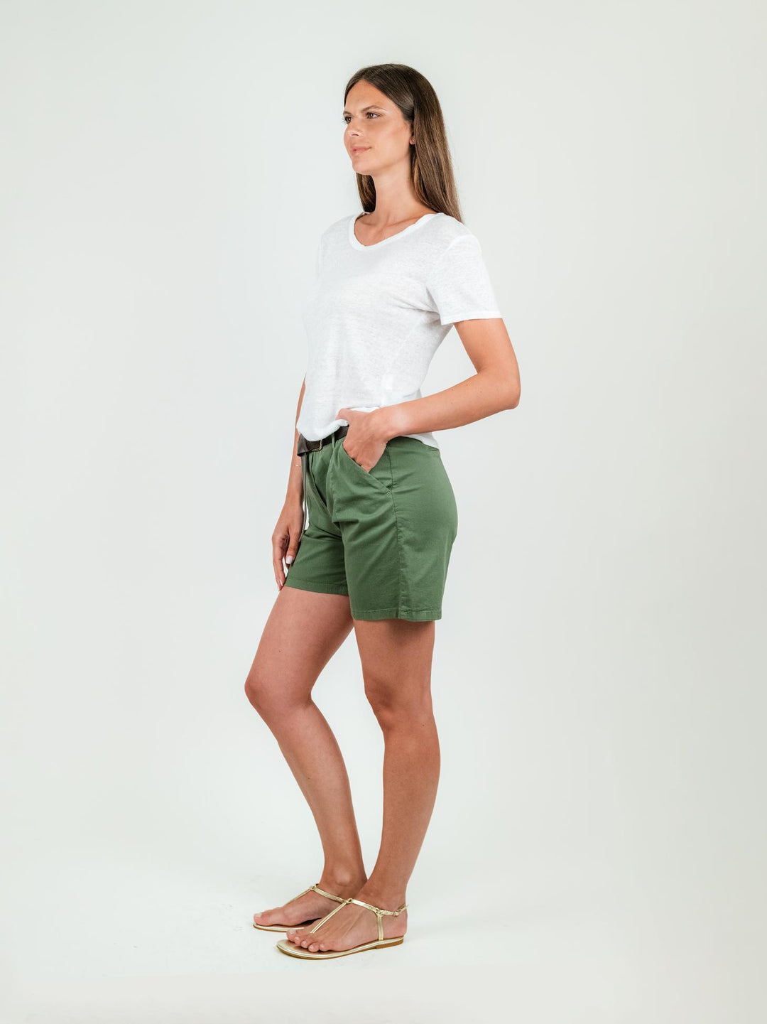 BERMUDA IN COTONE VERDE MILITARE