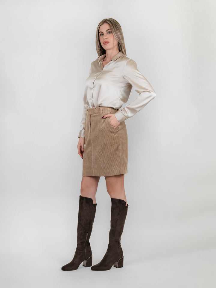 GONNA VELLUTO BEIGE A COSTE GO6542 BEIGE ANDREA MORANDO 