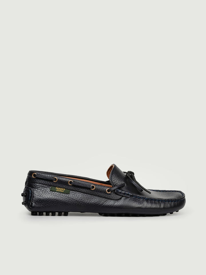 MOCASSINO CON GOMMINI IN PELLE BLU