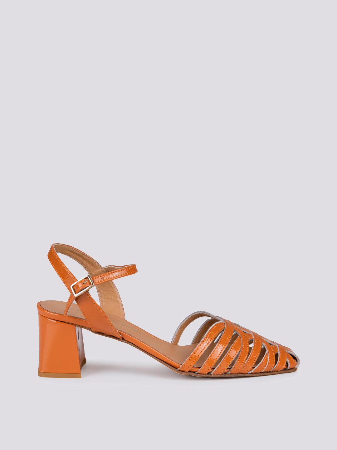 Sandalo con tacco in pelle naplak arancio chiuso davanti 4876-30 ARANCIO ANDREA MORANDO 