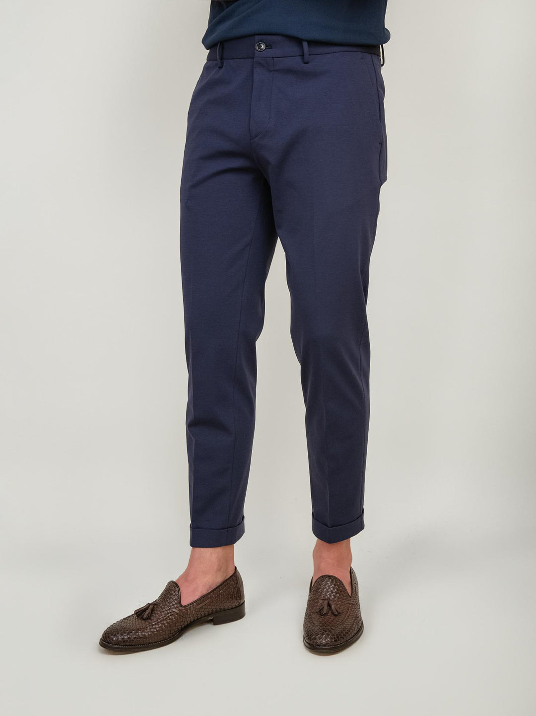PANTALONE IN MISTO COTONE BLU NAVY S24CT00P036M 174 ANDREA MORANDO 