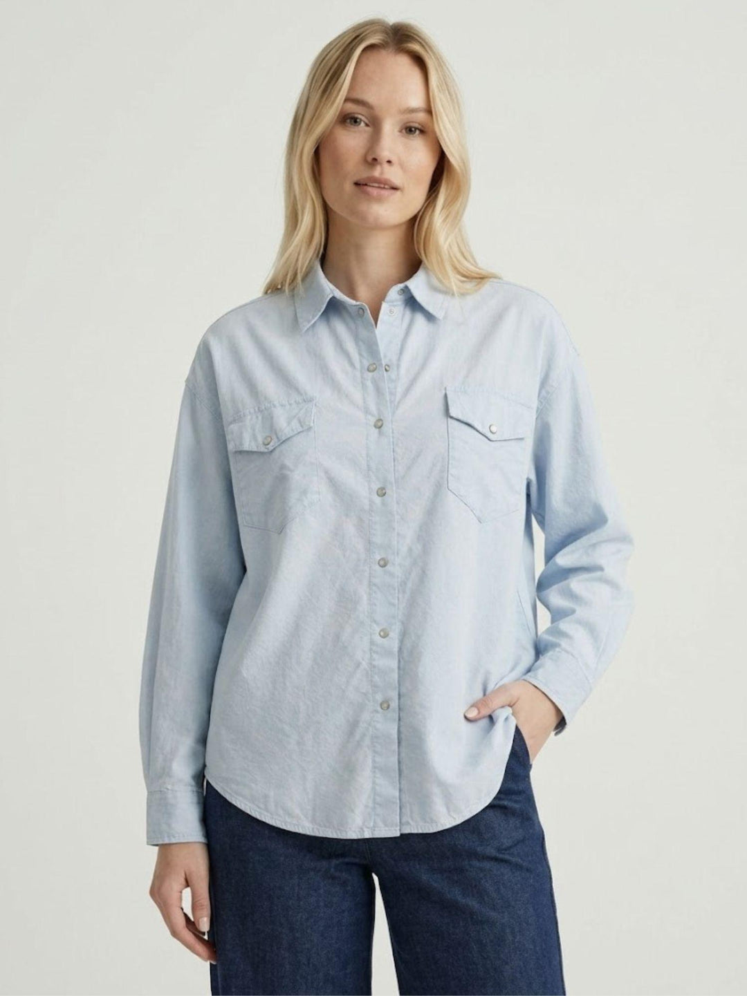 Camicia over in cotone azzurra S26477 AZZURRA ANDREA MORANDO 