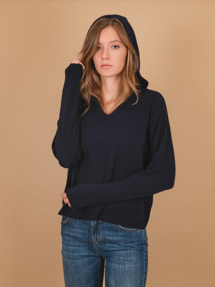 MAGLIA OVER CON CAPPUCCIO BLU 0220/04 0115 BIMOR 
