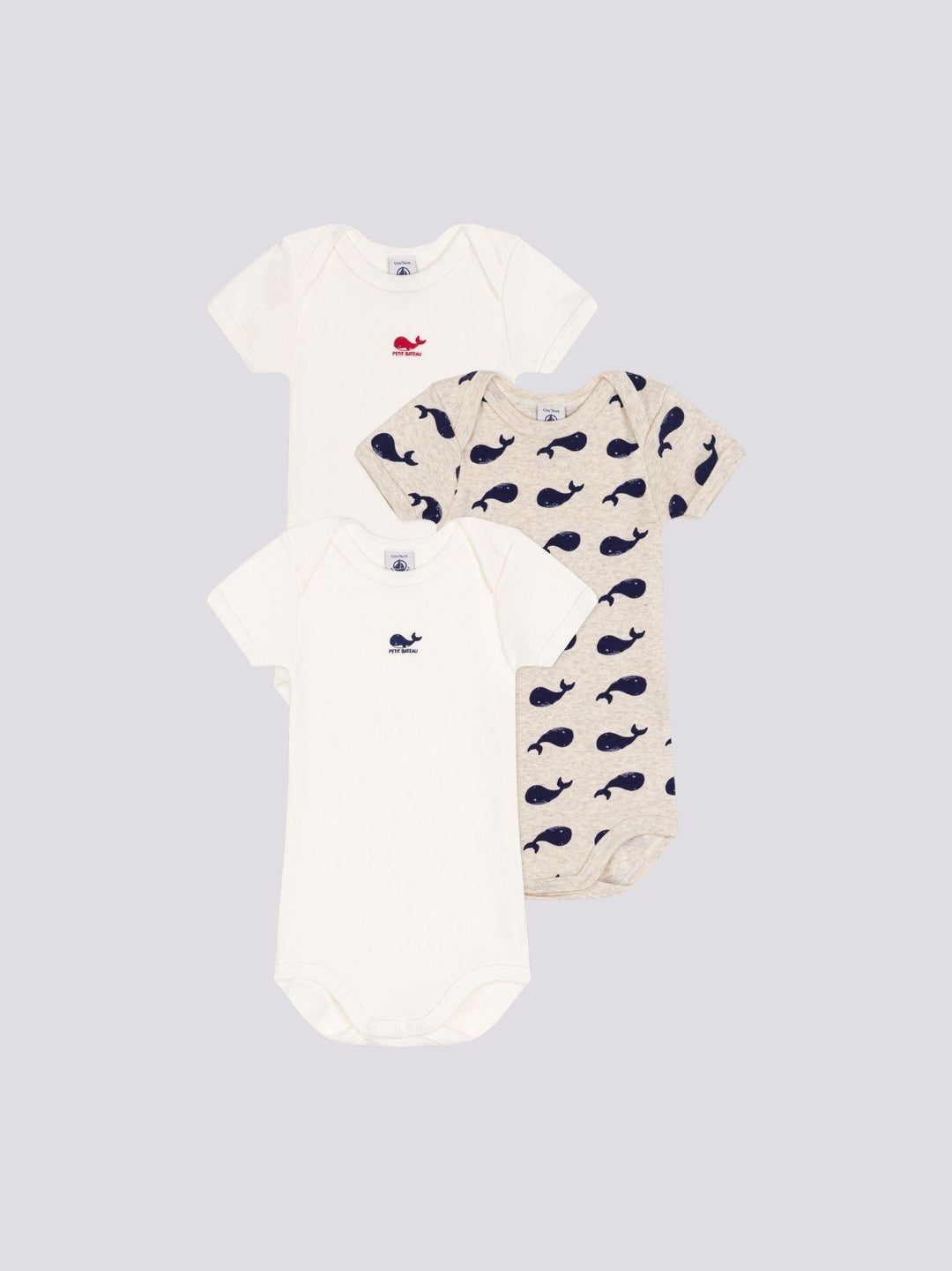 CONFEZIONE DA 3 BODY IN COTONE CON BALENE A09YQ 00 PETIT BATEAU 