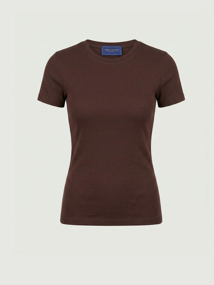 T-shirt girocollo in cotone moro 8157 MORO ANDREA MORANDO 
