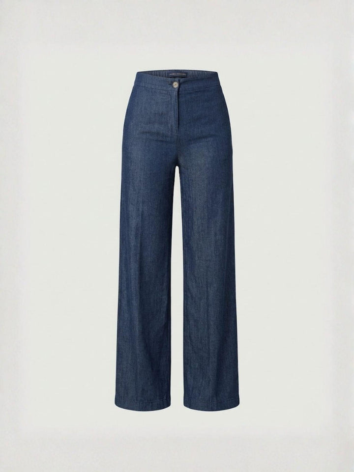 Pantalone a palazzo chambray in cotone lavaggio medio 80762CH MEDIO ANDREA MORANDO 