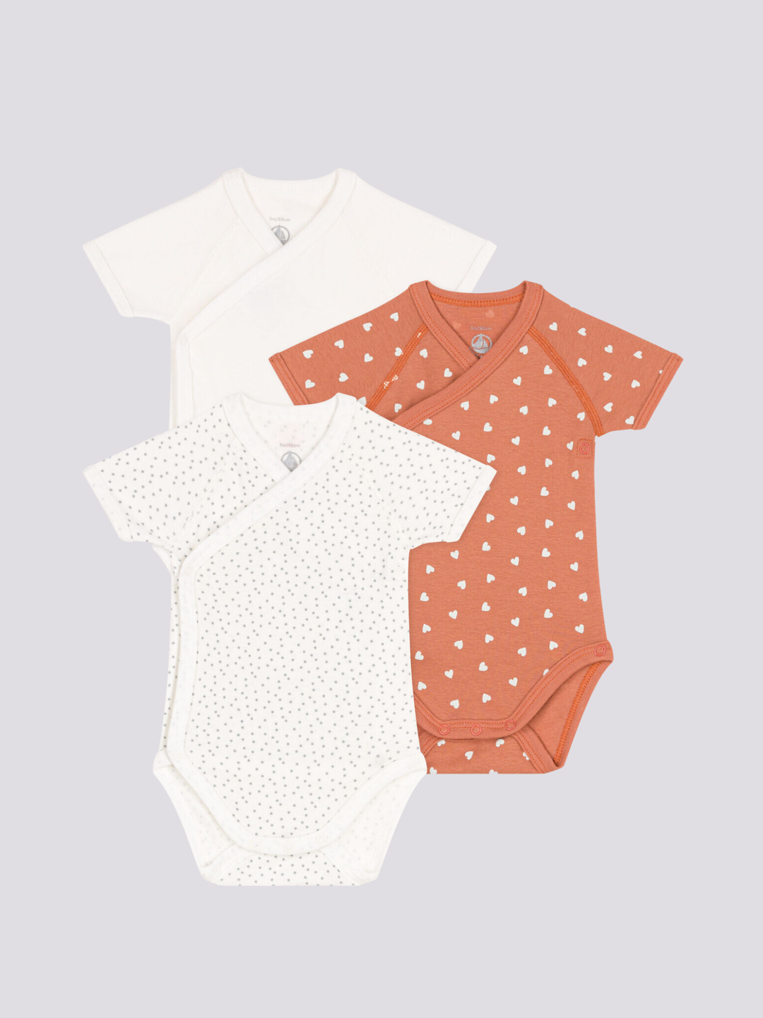 CONFEZIONE DA 3 BODY IN COTONE PER NEONATI A08JB 98 PETIT BATEAU 