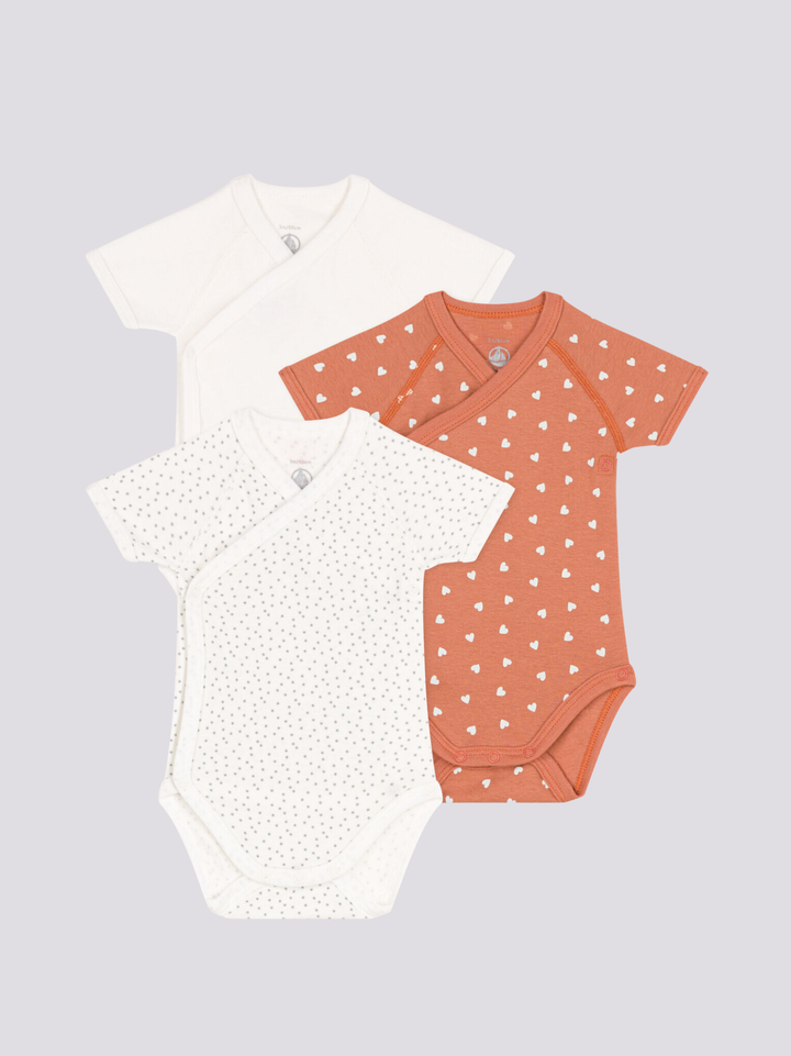 CONFEZIONE DA 3 BODY IN COTONE PER NEONATI A08JB 98 PETIT BATEAU 
