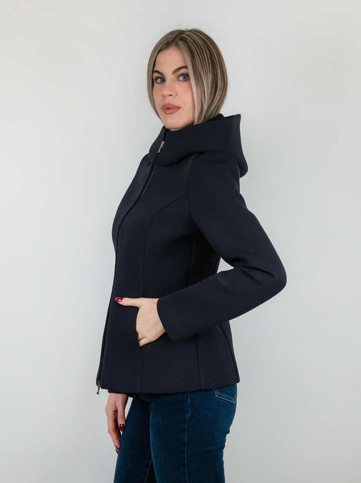 CAPPOTTINO TECNICO CORTO BLU CON CAPPUCCIO 97801LO BLU ANDREA MORANDO 