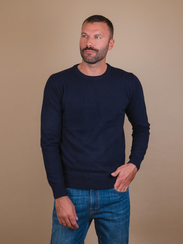 GIROCOLLO IN LANA MISTO CASHMERE BLU NAVY 8150223 205 ANDREA MORANDO 