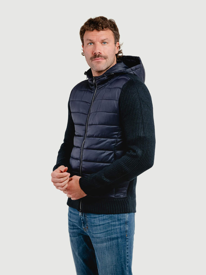 GIUBBOTTO TRAPUNTATO CON INSERTI IN MAGLIA BLU NAVY 4312225 283 ANDREA MORANDO 