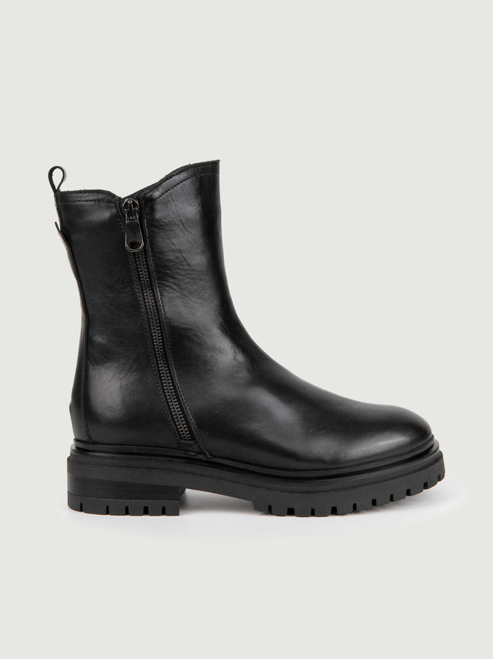 STIVALETTO IN PELLE NERA CON ZIP TRPR702 NERO ANDREA MORANDO 