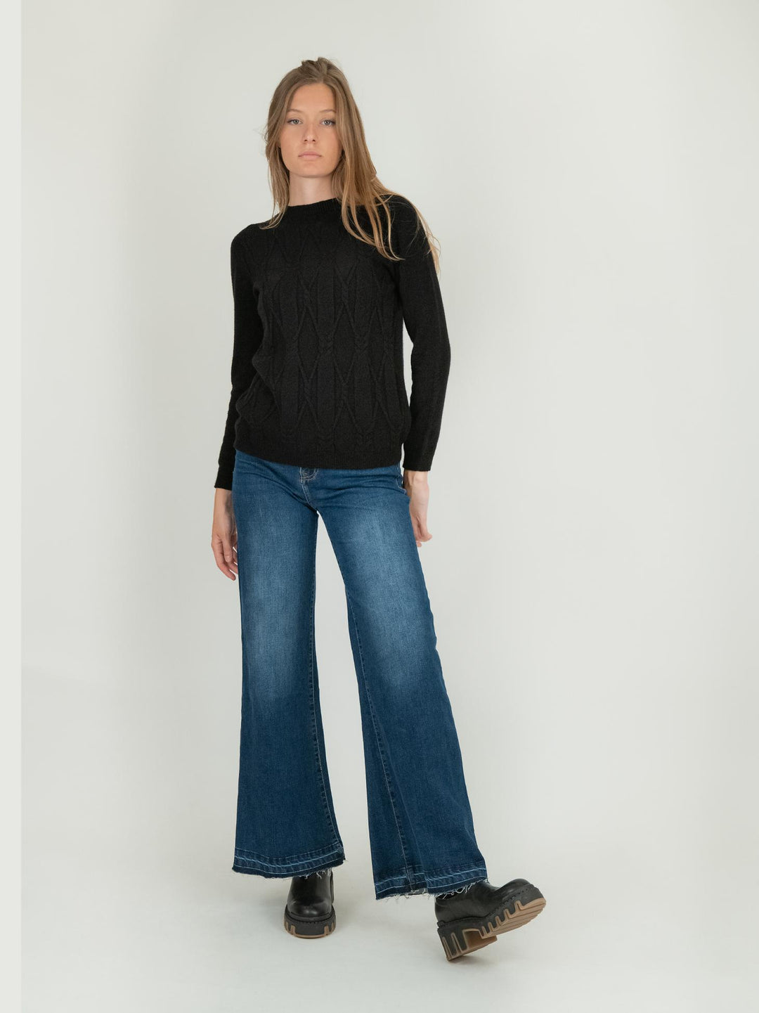 JEANS A PALAZZO SFRANGIATO 1325 DENIM SCURO ANDREA MORANDO 