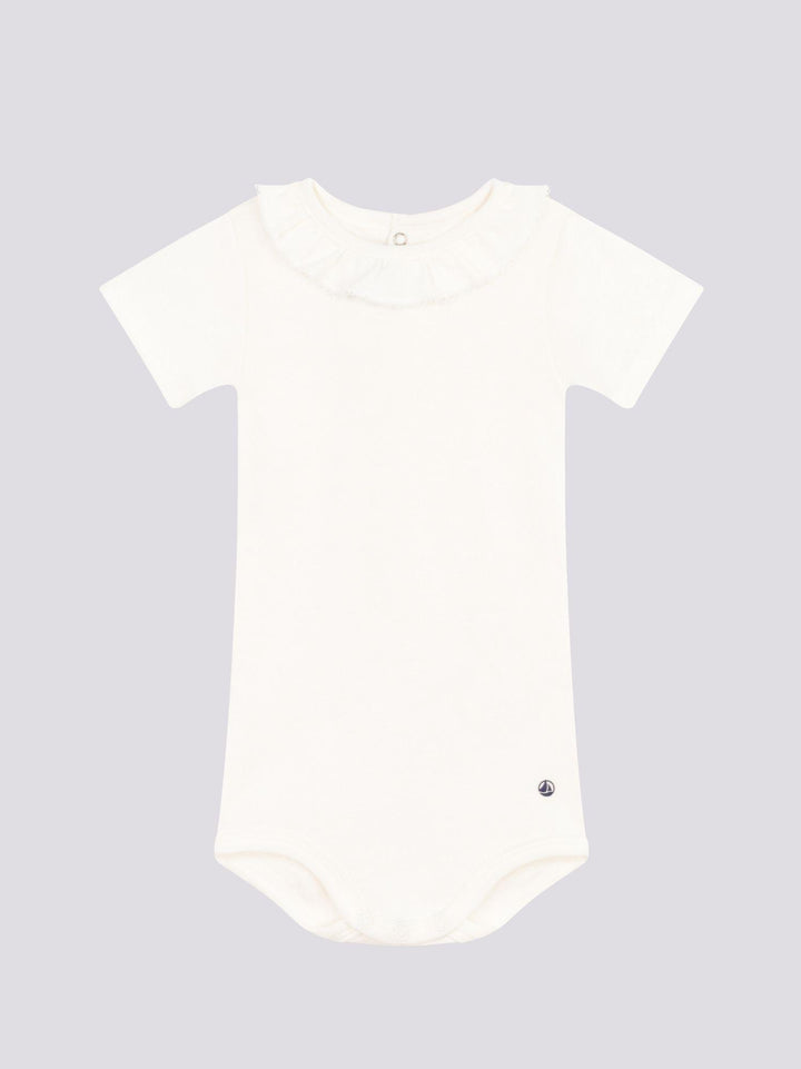 BODY BIANCO IN COTONE A MANICA CORTA CON COLLETTO A0A0R 01 PETIT BATEAU 