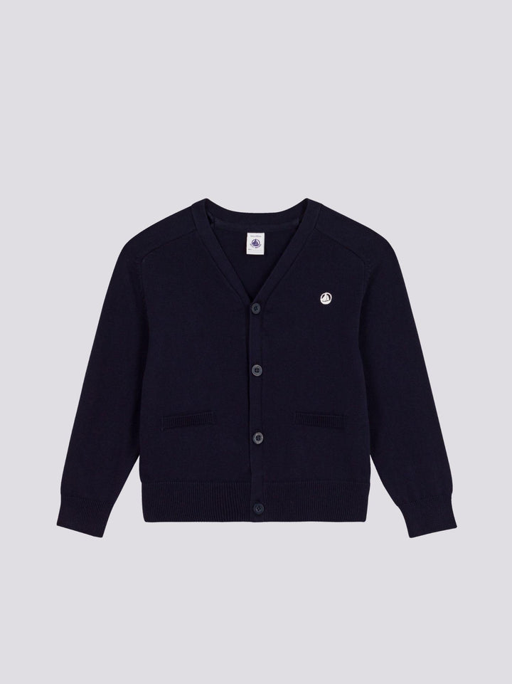 CARDIGAN IN COTONE BLU BAMBINO A09KL 01 PETIT BATEAU 