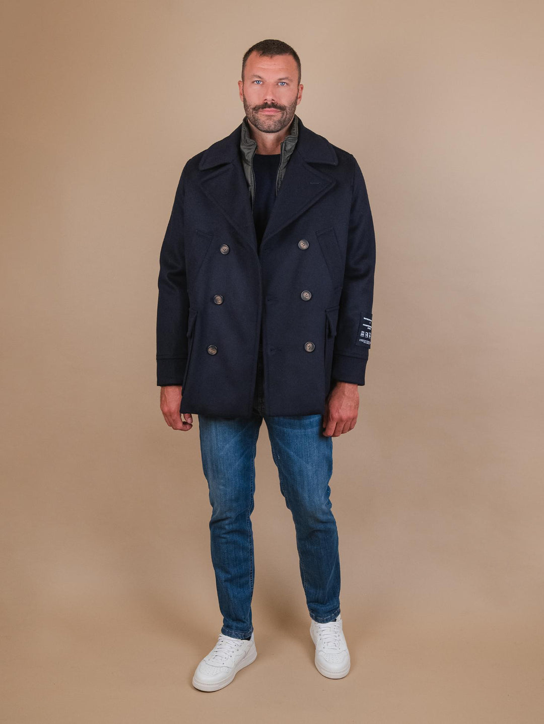 CAPPOTTO DOPPIOPETTO IN LANA MISTO CASHMERE BLU ARMANDO FELT 205 PALTÒ 