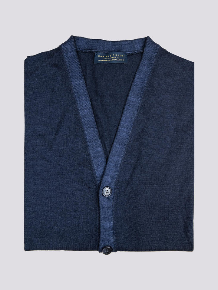 GILET SMANICATO BLU IN LANA MERINO 0003 24 FIESOLI DANIELE 
