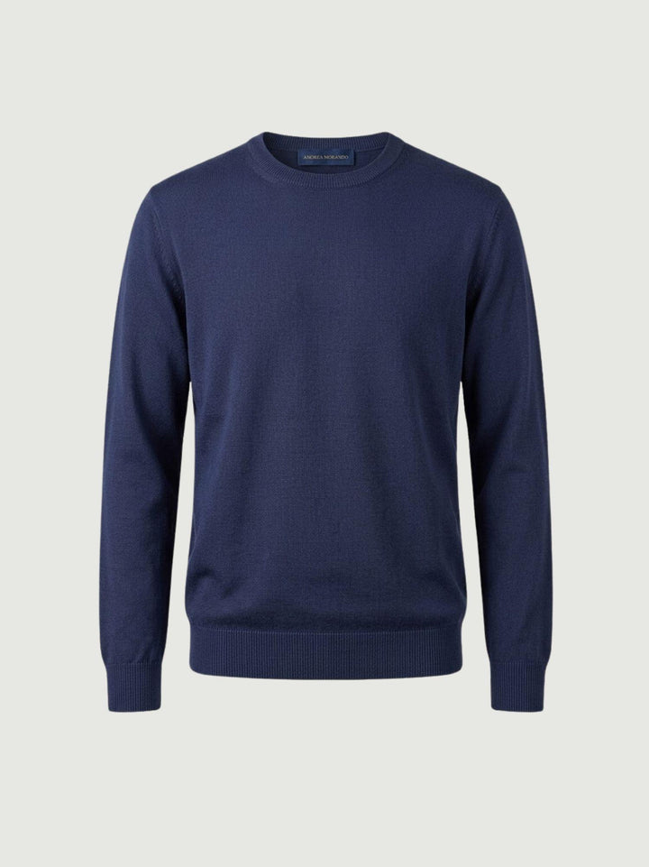 Maglia con scollo rotondo in cotone blu 3700900 215 ANDREA MORANDO 