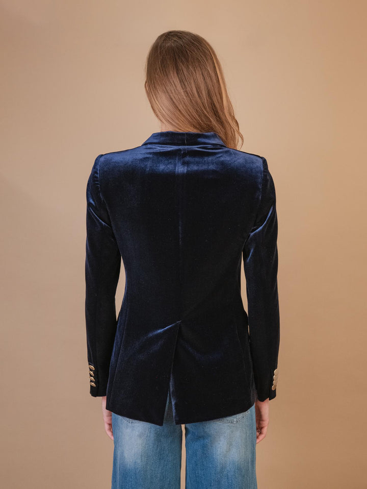 BLAZER DOPPIOPETTO IN VELLUTO BLU 3877/2894 111 ANDREA MORANDO 