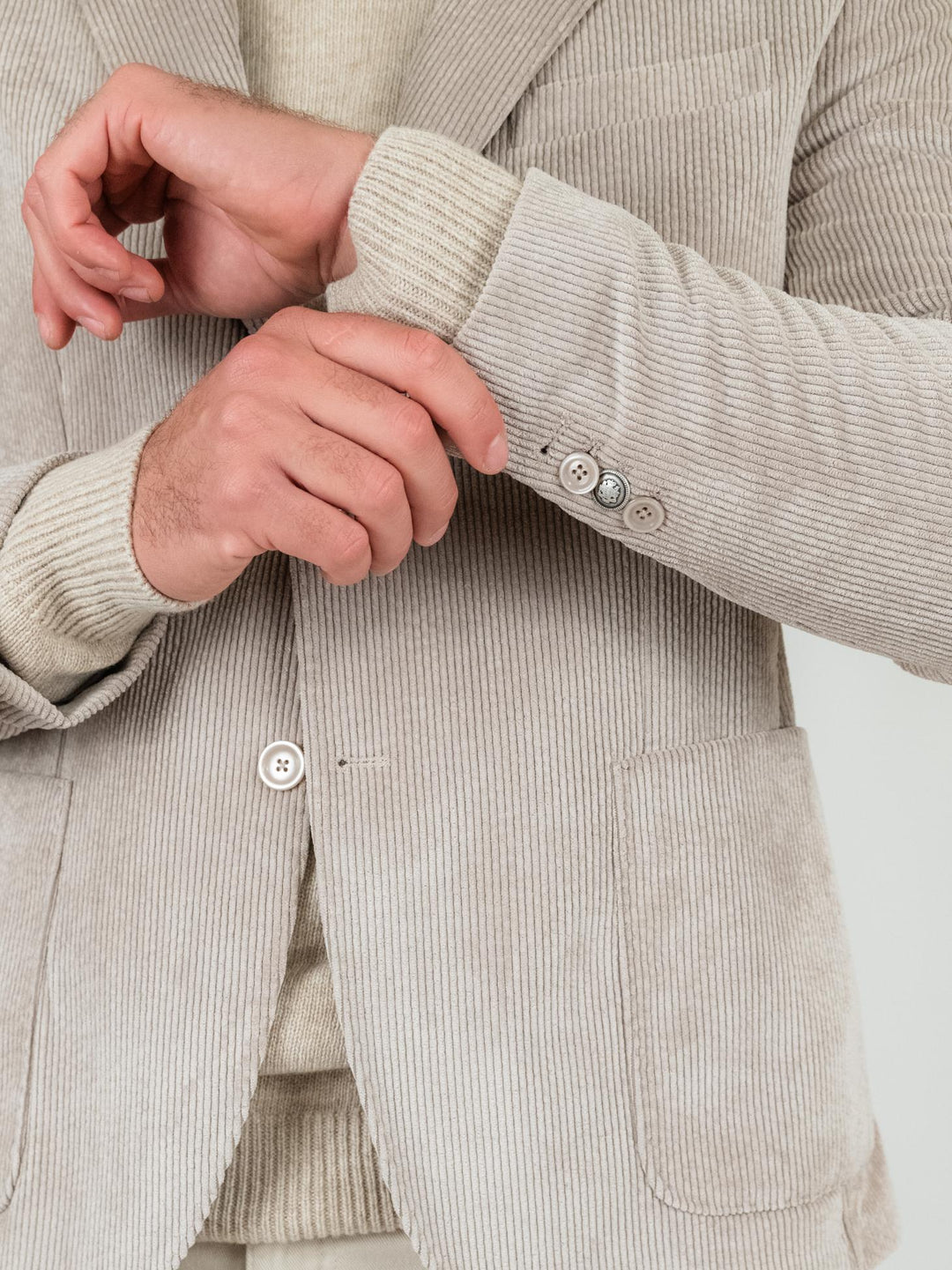 Blazer color sabbia in velluto a coste CR547 BEIGE ANDREA MORANDO 