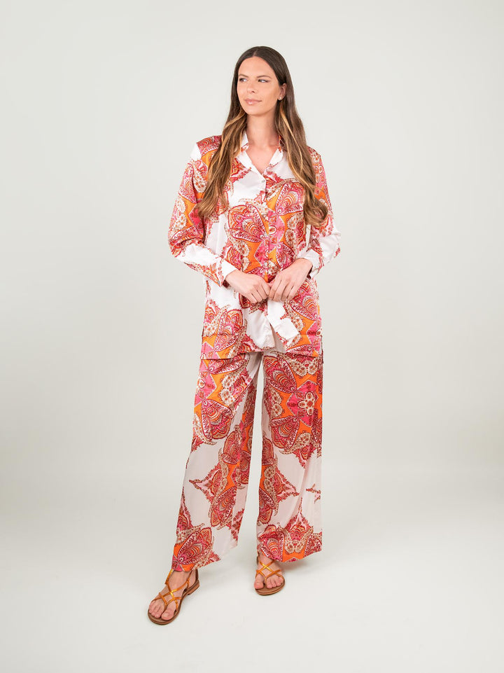 CAMICIA CAFTANO FANTASIA ROSA E BIANCO 1289 ROSA ANDREA MORANDO 