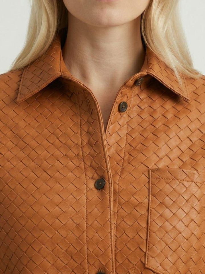 Giacca Aurora in pelle intrecciata terracotta AURORA 53 JACK LEATHER 