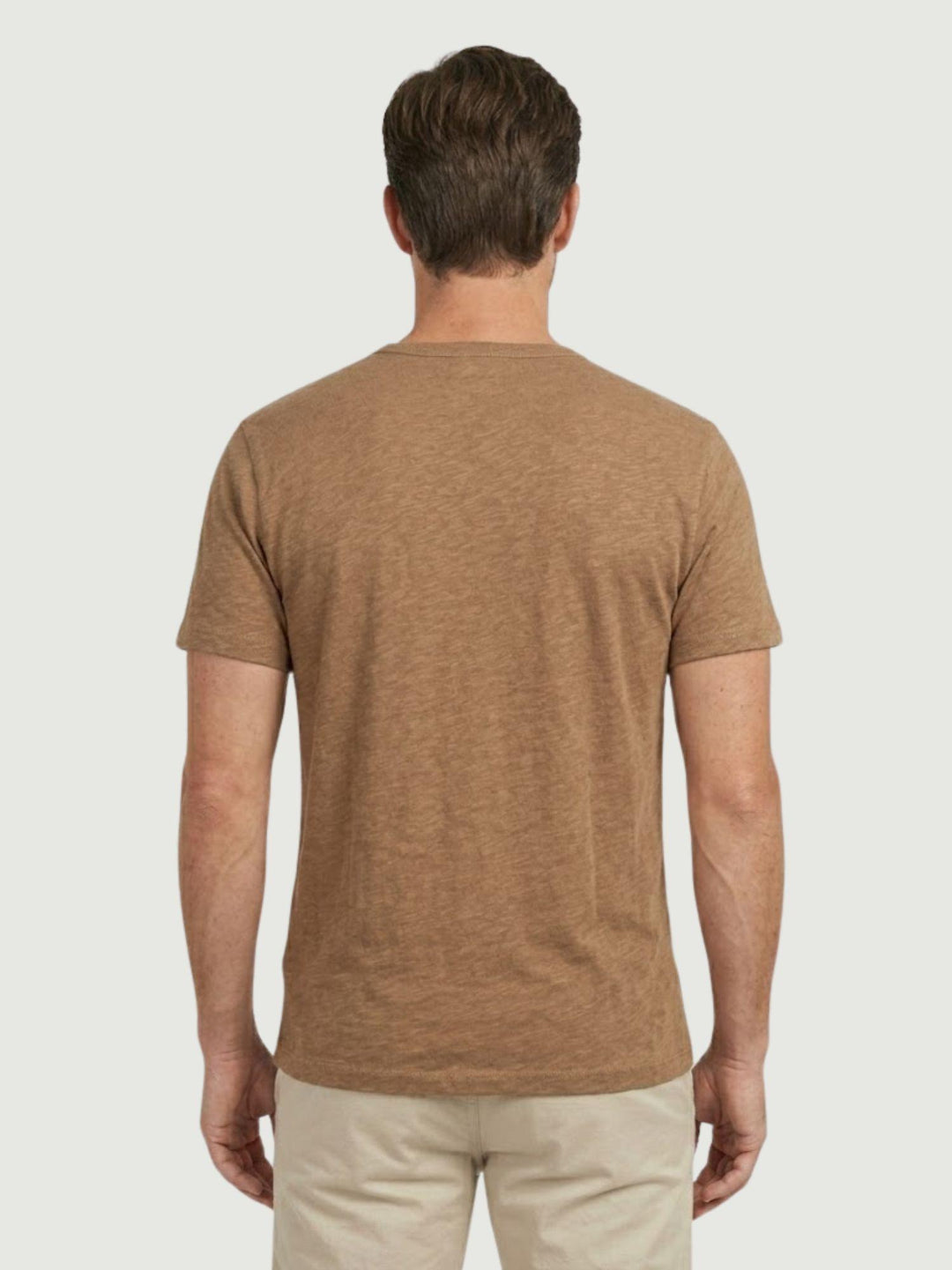 T-shirt collo serafino in misto lino tabacco 6TS0358 TABACCO ANDREA MORANDO 