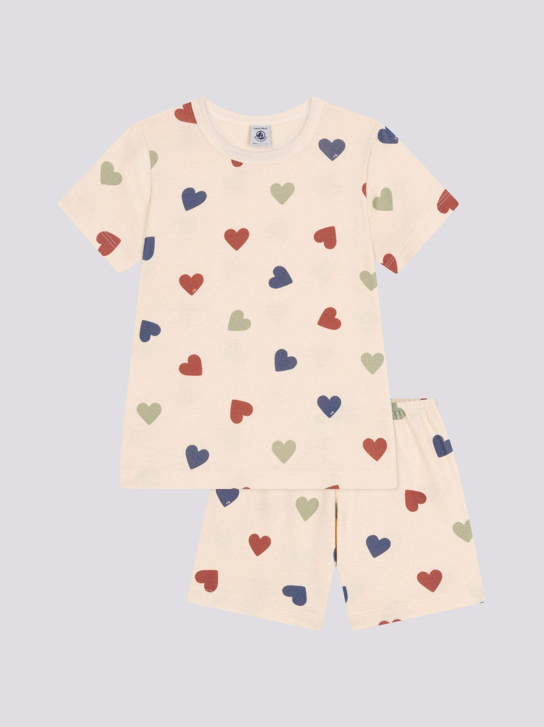 PIGIAMA SHORT FANTASIA A CUORI IN COTONE<BR/> A09OV 01 PETIT BATEAU 
