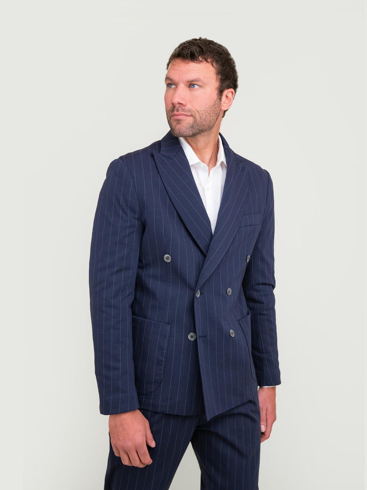 BLAZER IN COTONE GESSATO  BLU NAVY OF1S2S4G019M 174 ANDREA MORANDO 