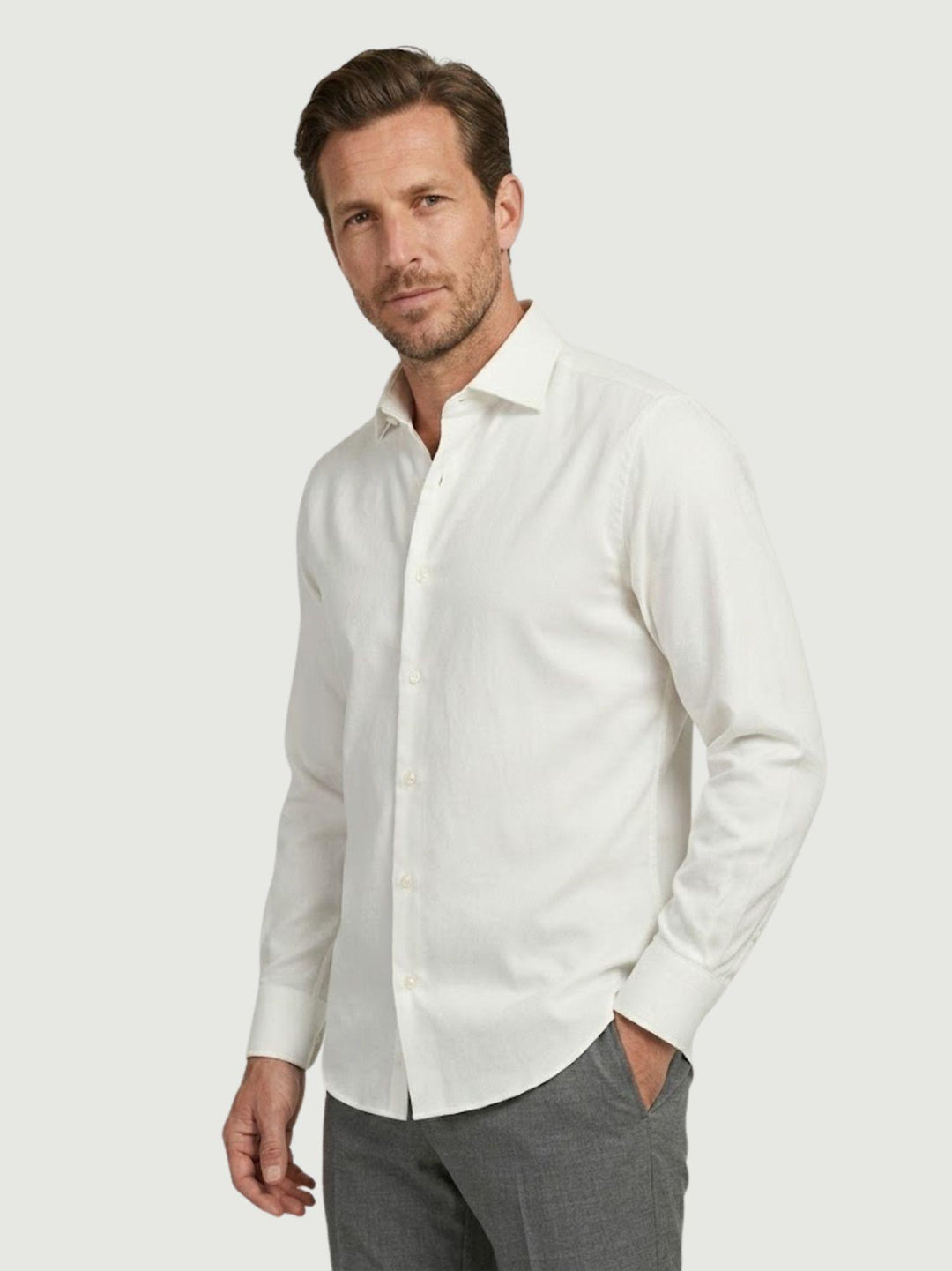 Camicia collo francese in cotone bianca regular PLATINOSPEC/REG 5041-00 ANDREA MORANDO 