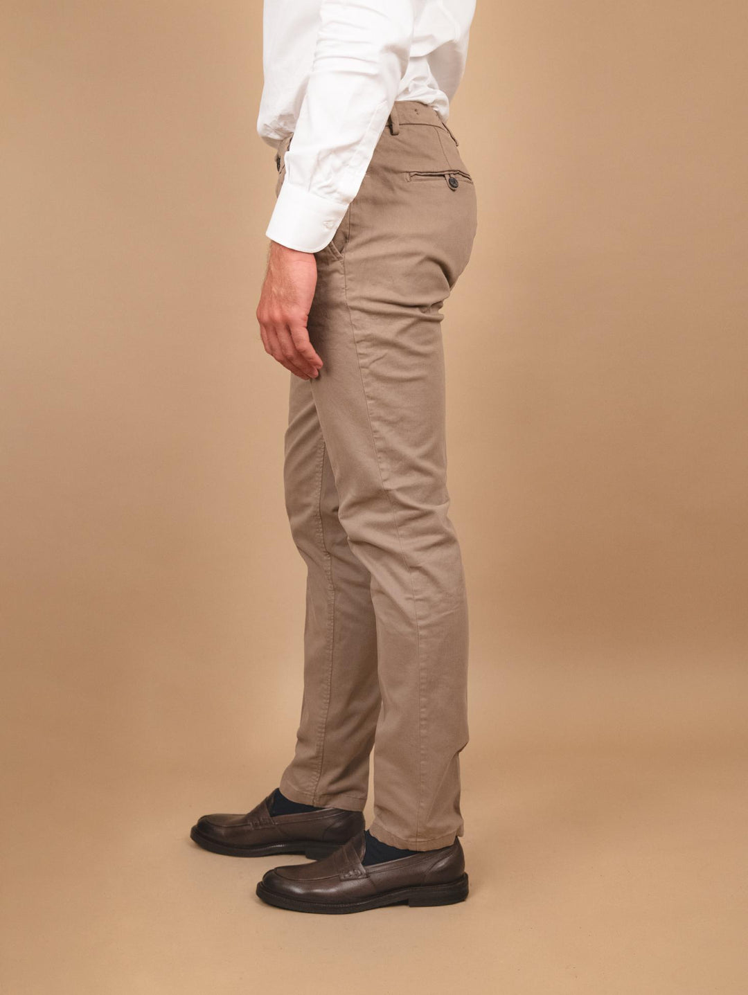 PANTALONE IN COTONE TORTORA CON TASCA A FILO T500/STR 734 NOLAB 