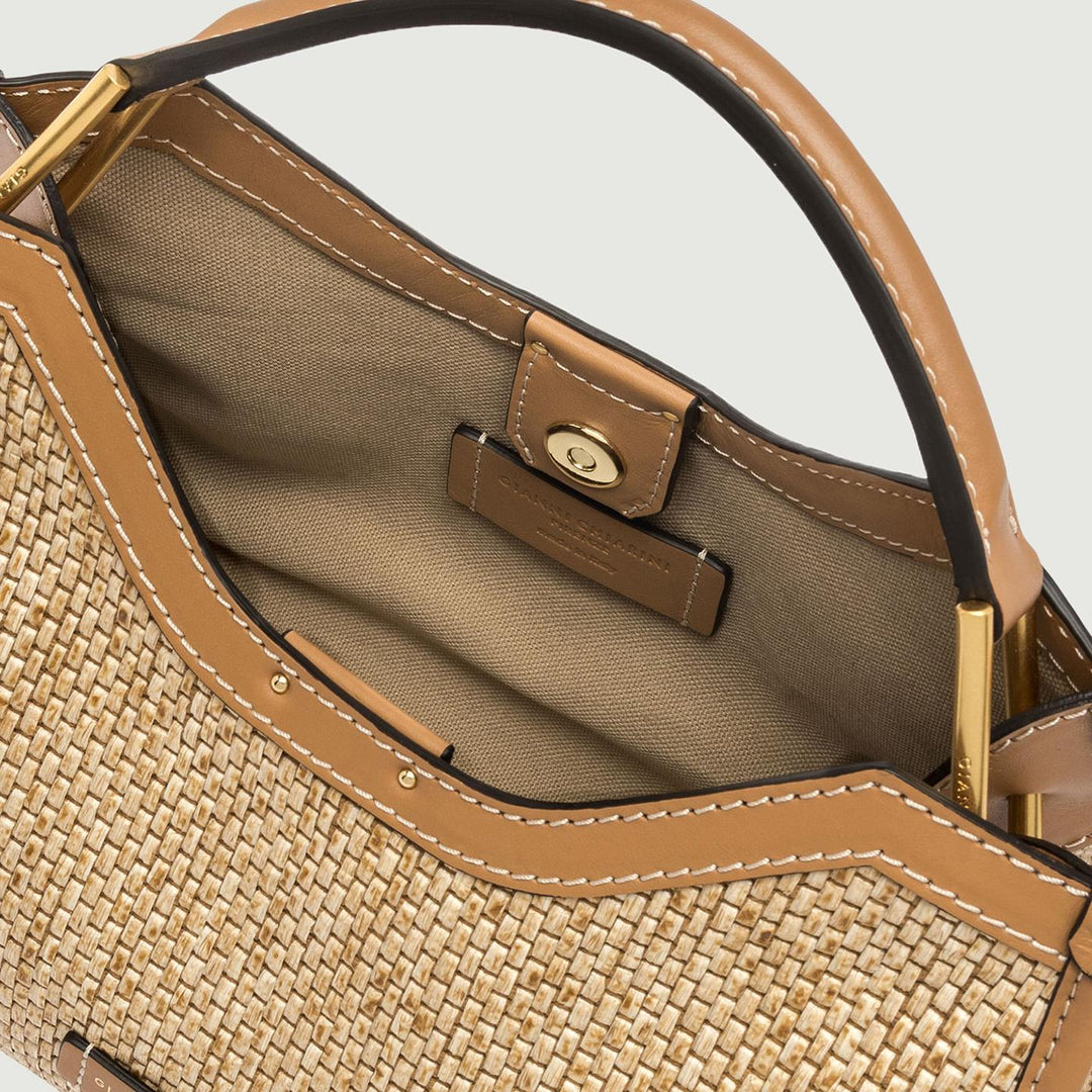 Borsa a spalla Aurora in paglia intrecciata BS 10835 BRICK-PL 11557 GIANNI CHIARINI 
