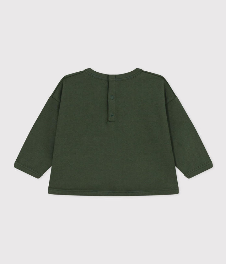 FELPA IN TESSUTO FELPATO VERDE A08PU 01 PETIT BATEAU 