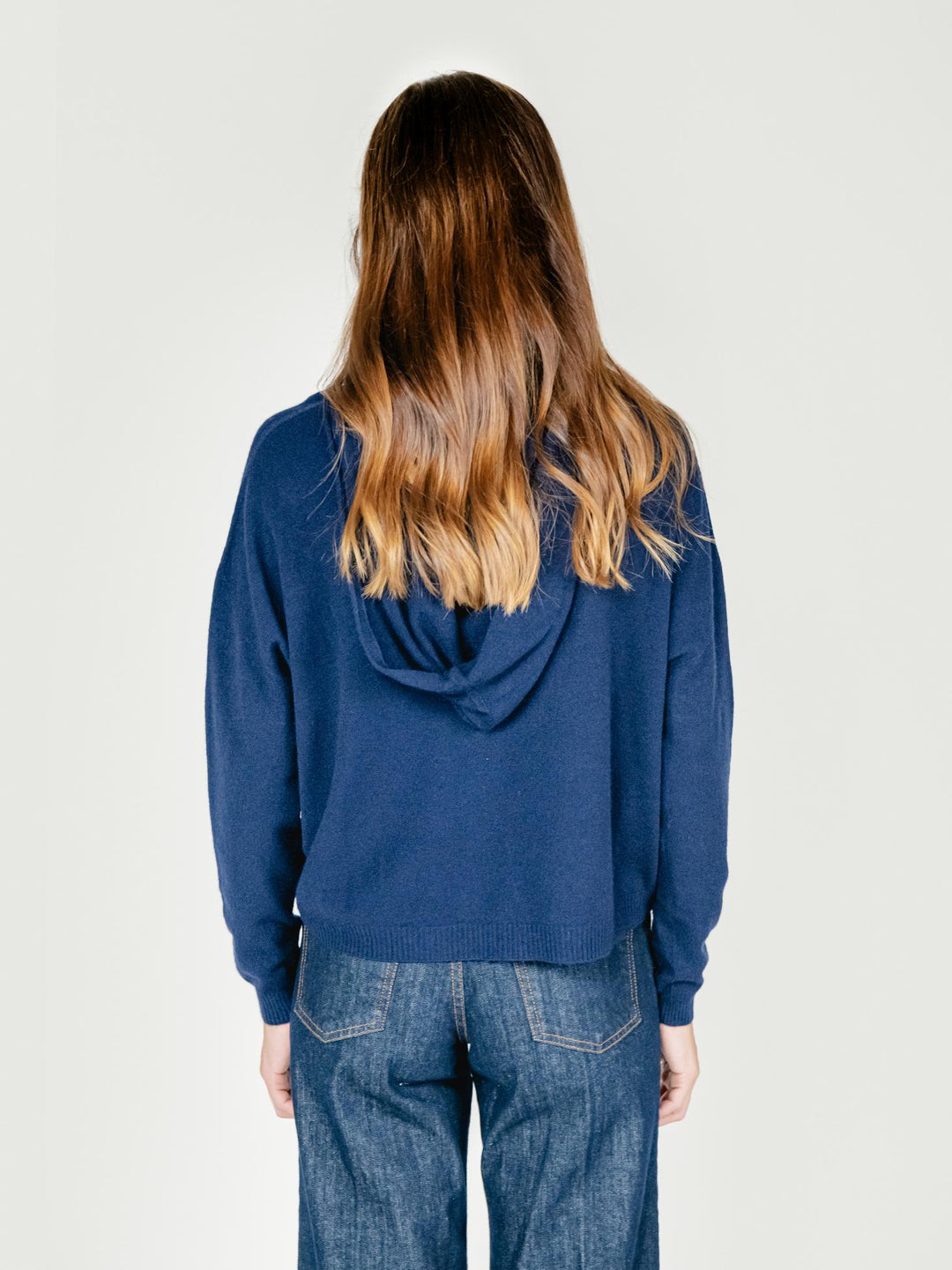 MAGLIA CON CAPPUCCIO BLU 022004 0115 BIMOR 