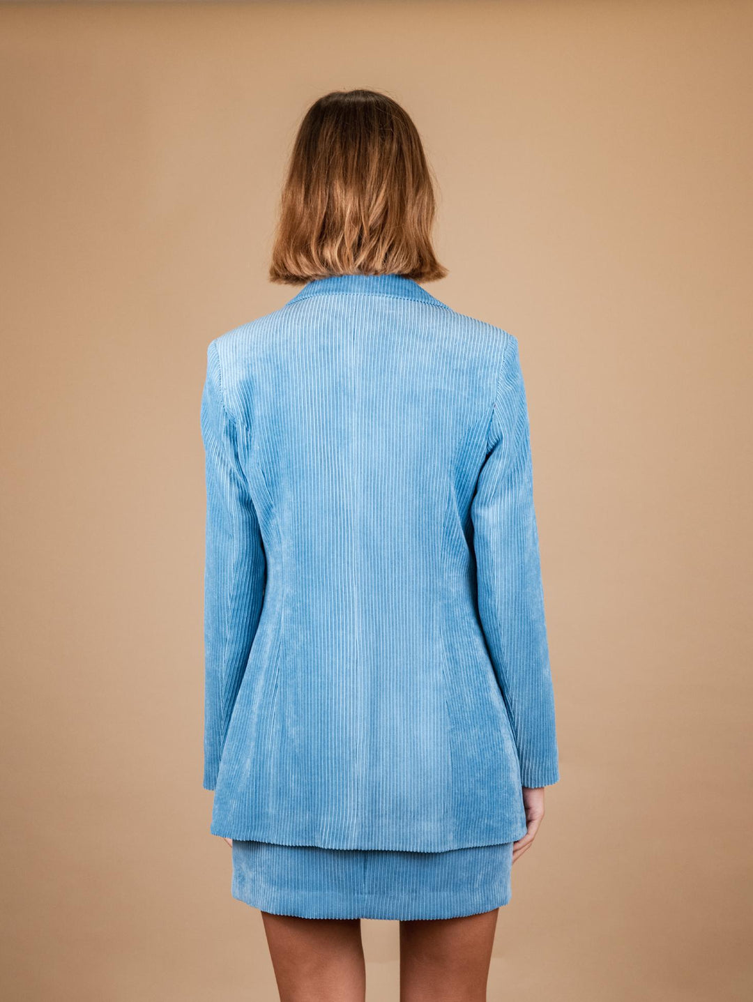 BLAZER MONOPETTO IN VELLUTO A COSTE AZZURRO G1A5455 AZZURRO ANDREA MORANDO 