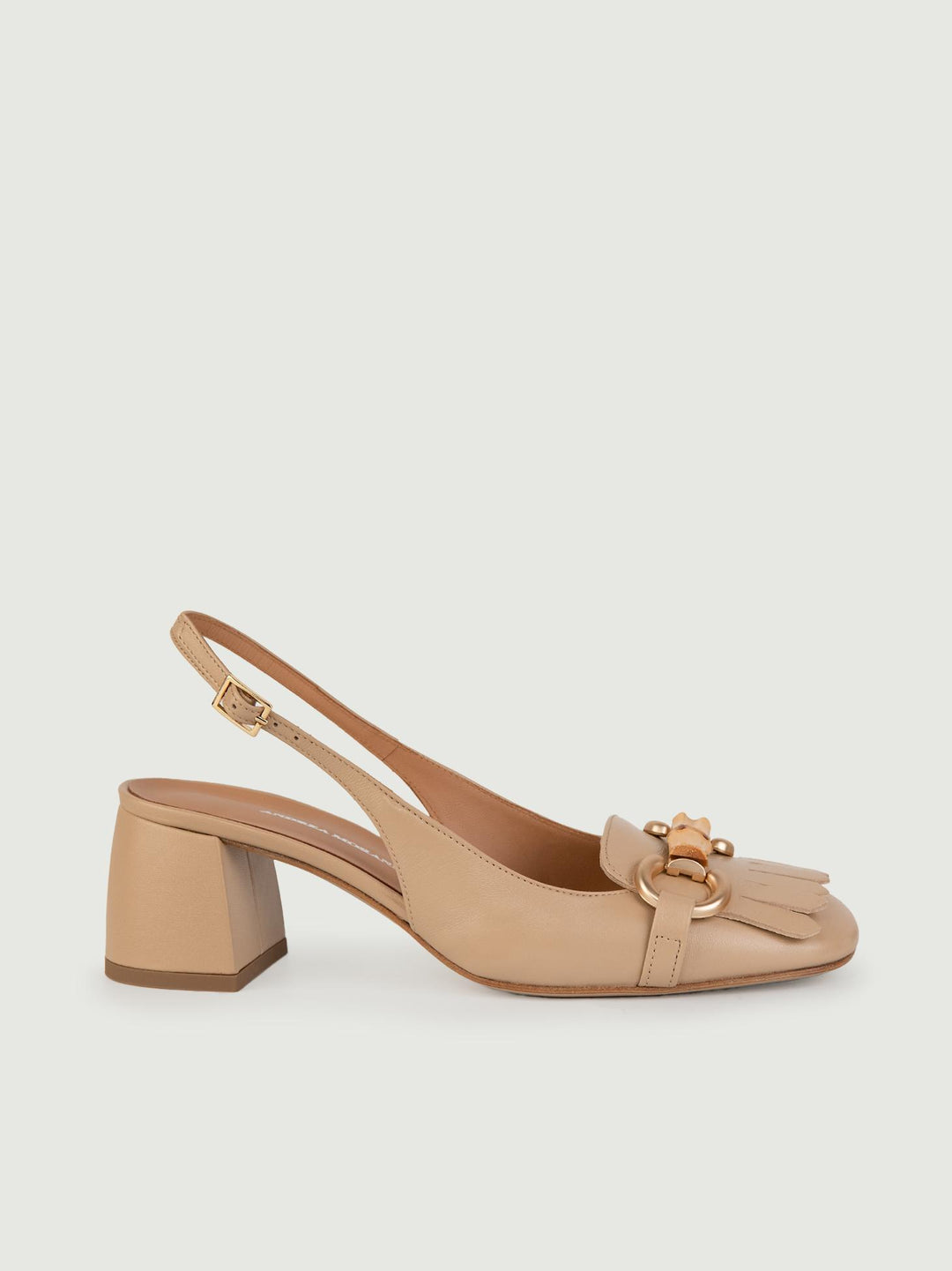 Décolleté SLING BACK BEIGE CON TACCO QUADRATO L6002 FONDOTINTA ANDREA MORANDO 