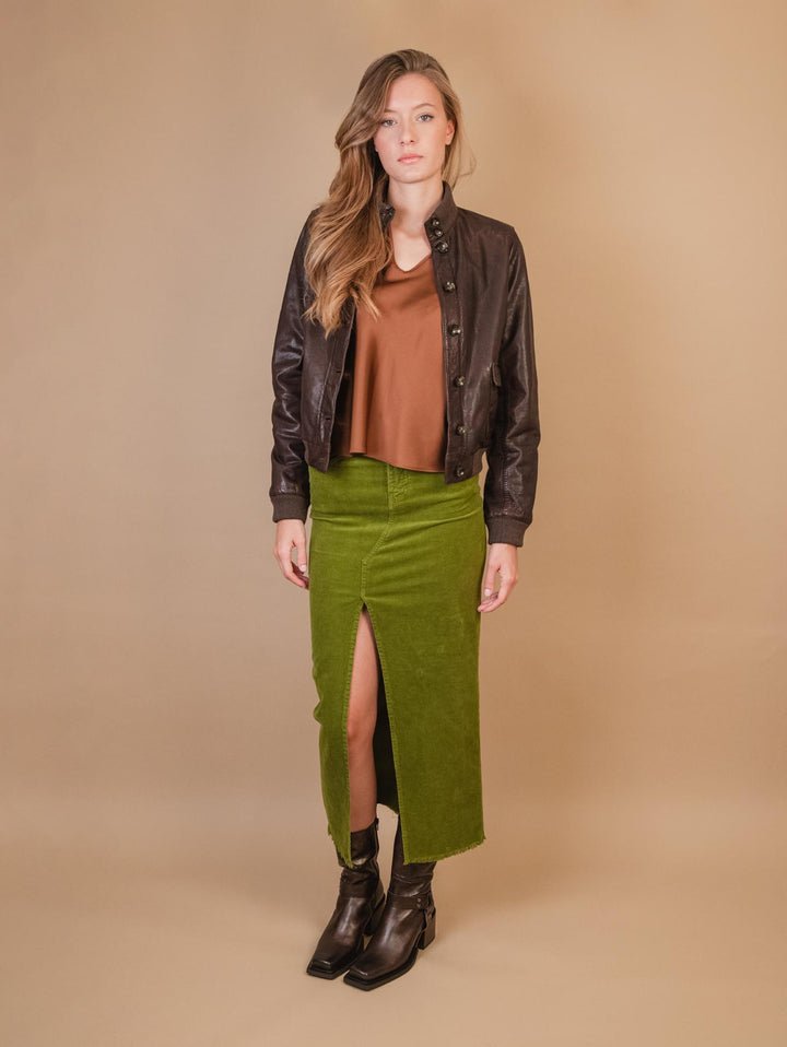 GIUBBOTTO CON CHIUSURA A BOTTONI    IN PELLE MARRONE MAG 06 JACK LEATHER 