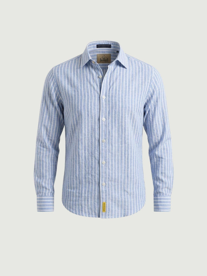 Camicia Bradford in lino a righine bianche e azzurre BRADFORD/B16016 03 BAGGIES 