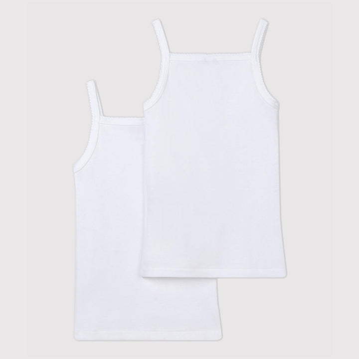 Confezione Da 2 Canottiere Con Spalline Bianche Bambina A01F9 00 PETIT BATEAU 