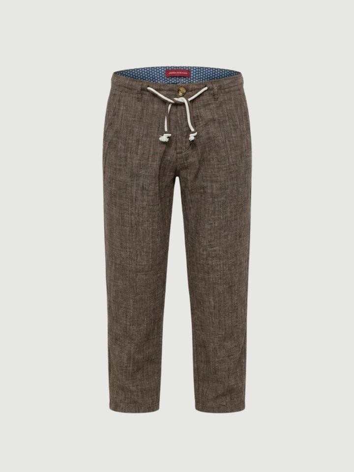 Pantalone in cotone con coulisse fiammato tabacco PTN00622 TABACCO ANDREA MORANDO 
