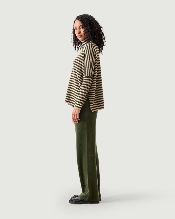 Dolcevita JOANNA IN cashmere A RIGHE BEIGE E VERDONE JOANNA ARTICHOKE ABSOLUT CASHMERE 