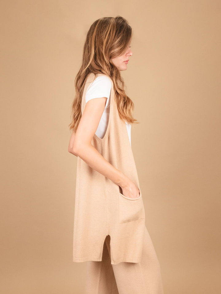 GILET LUNGO IN MAGLIA BEIGE 0370/281 0234 BIMOR 