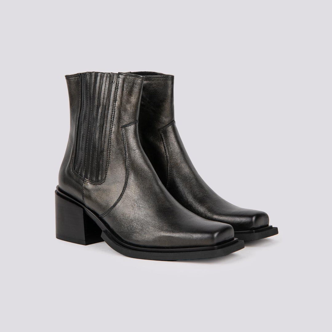 STIVALETTO TEXANO IN PELLE LAMINATA NERA 2493 NERO ANDREA MORANDO 