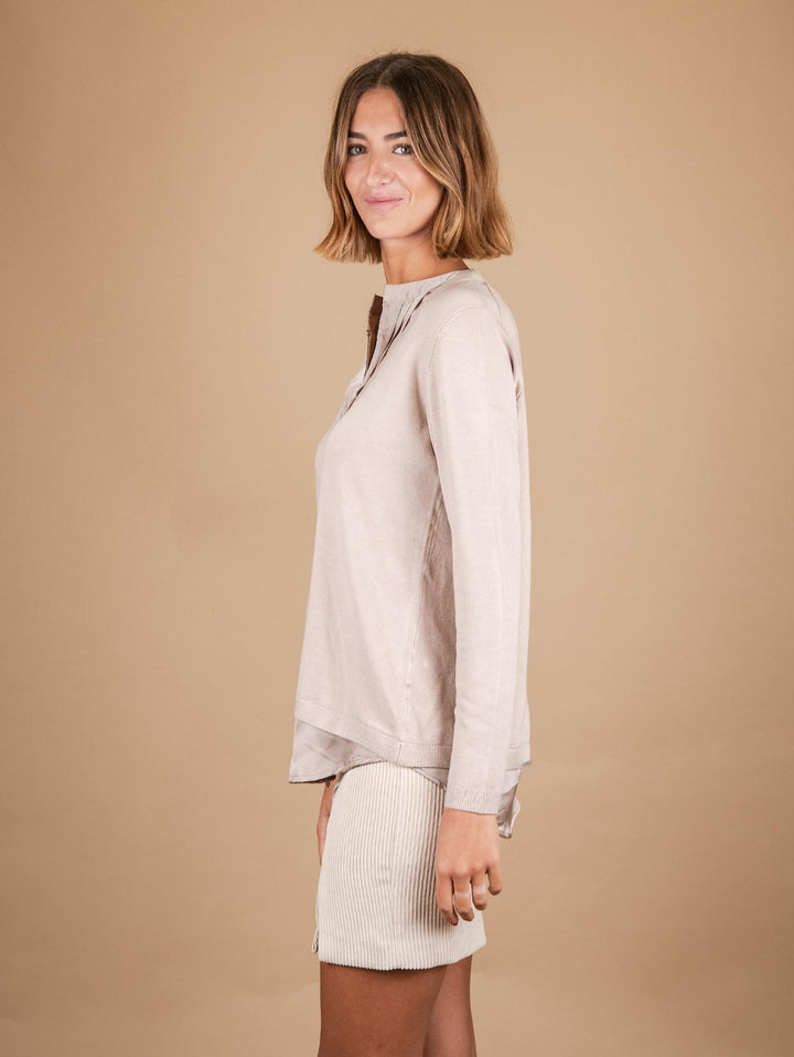 MAGLIA CAMICIA 2 IN 1 BEIGE 2351011 022 ANDREA MORANDO 