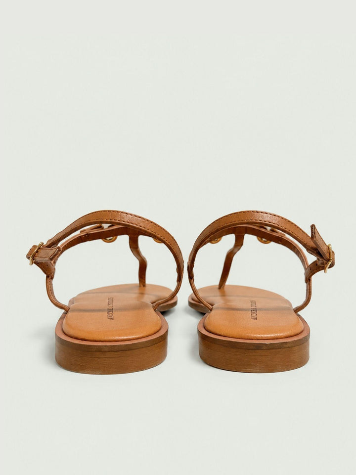 Sandalo infradito in pelle cuoio con morsetto bambù 1933 CUOIO ANDREA MORANDO 