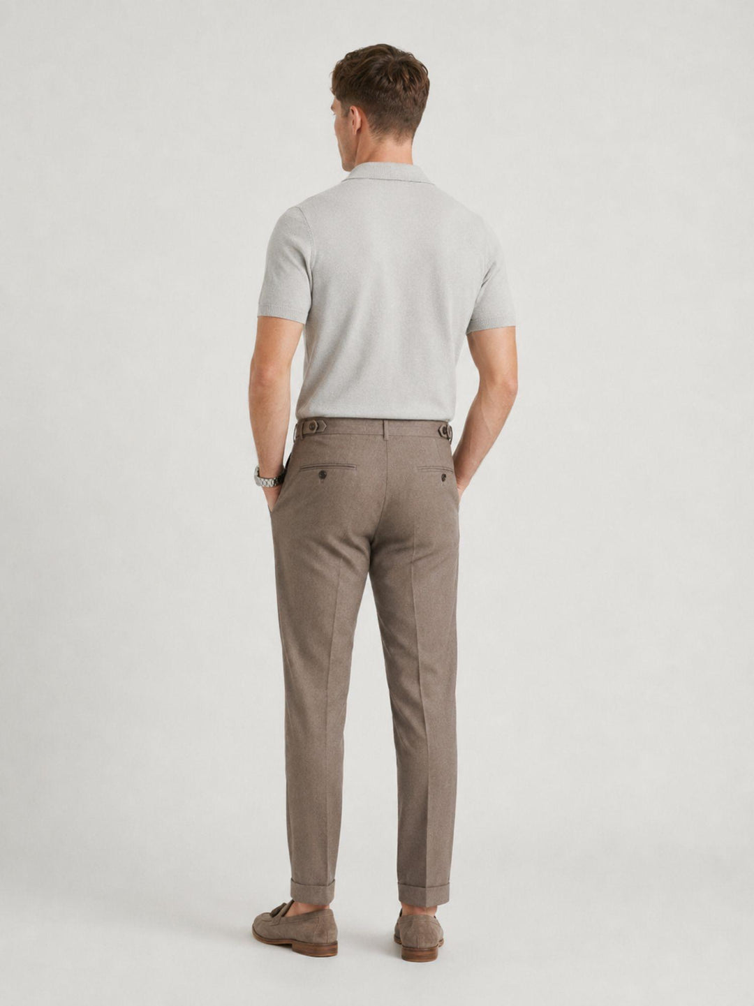 Pantalone con pinces color fango GALILEO FANGO ANDREA MORANDO 