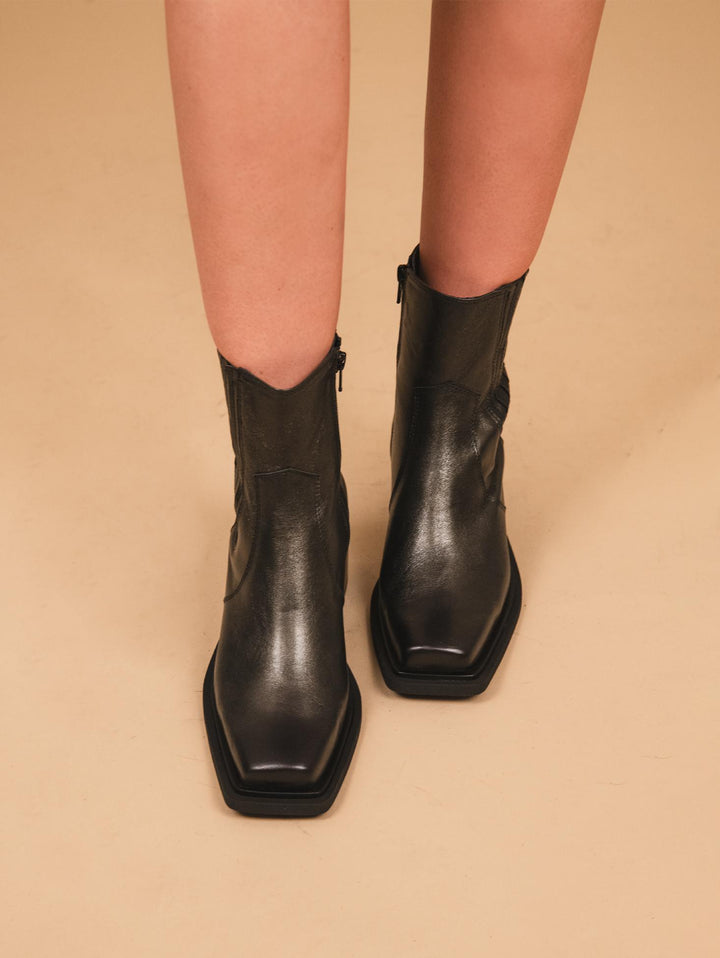 STIVALETTO TEXANO IN PELLE LAMINATA NERA 2493 NERO ANDREA MORANDO 